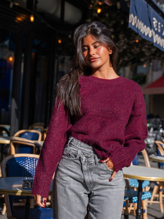 Gilet 2 en 1 burgundy à boutons bijoux dorés – Yaëlli Paris