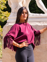 SWEAT CASUAL SOPHISTIQUÉ À FRANGES - BURGUNDY | Yaëlli Paris