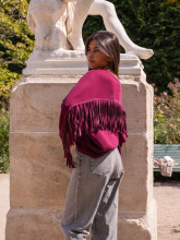 SWEAT CASUAL SOPHISTIQUÉ À FRANGES - BURGUNDY | Yaëlli Paris