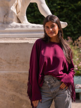 SWEAT CASUAL SOPHISTIQUÉ À FRANGES - BURGUNDY | Yaëlli Paris