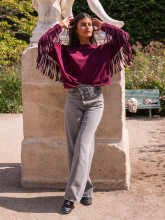SWEAT CASUAL SOPHISTIQUÉ À FRANGES - BURGUNDY | Yaëlli Paris