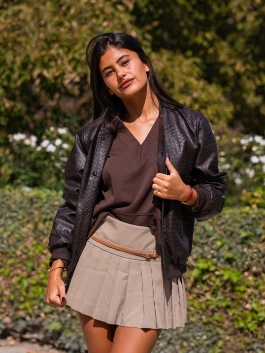 Veste Bomber Femme Effet Cuir Tressé | Yaëlli Paris