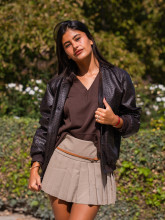 Veste Bomber Femme Effet Cuir Tressé | Yaëlli Paris