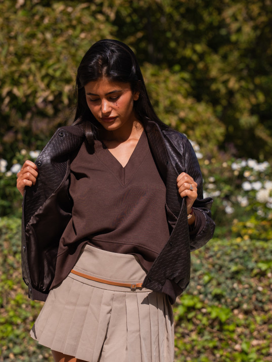 Veste Bomber Femme Effet Cuir Tressé | Yaëlli Paris