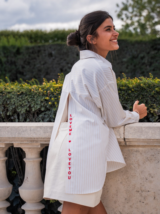 Chemise femme rayée avec message dos – Yaëlli Paris
