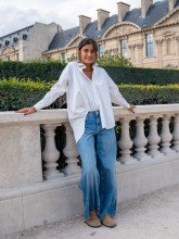 Chemise femme rayée avec message dos – Yaëlli Paris