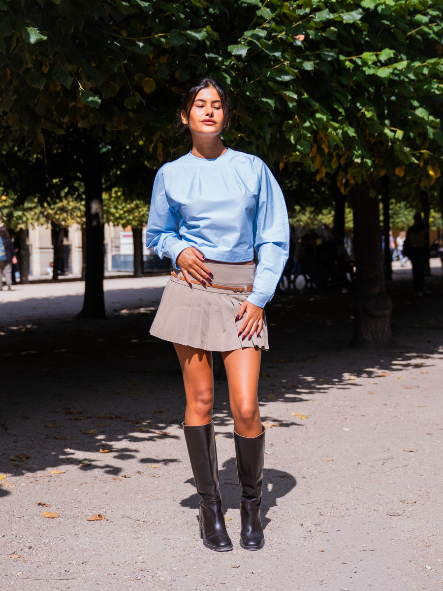Chemise dos nu femme coton bleu celeste – Yaëlli Paris