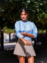Chemise dos nu femme coton bleu celeste – Yaëlli Paris