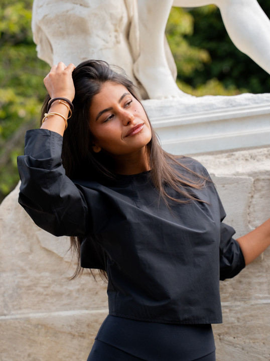 Chemise dos nu femme coton noir – Yaëlli Paris