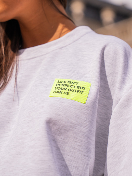 SWEAT GRIS CHINÉ - LIFE ISN'T PERFECT BUT YOUR OUTFIT CAN BE– YAËLLI PARIS
