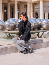SWEAT CASUAL SOPHISTIQUÉ À FRANGES - NOIR | Yaëlli Paris