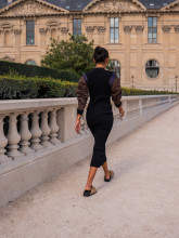 Robe longue côtelée noire avec manches bombers – Yaëlli Paris