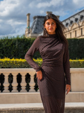 Robe longue noire en tulle à pois – Yaëlli Paris