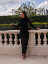 Robe longue noire en tulle à pois – Yaëlli Paris