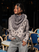 Écharpe motif cachemire taupe & anthracite – Yaëlli Paris