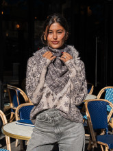 Écharpe motif cachemire taupe & anthracite – Yaëlli Paris