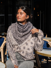 Écharpe motif cachemire taupe & anthracite – Yaëlli Paris