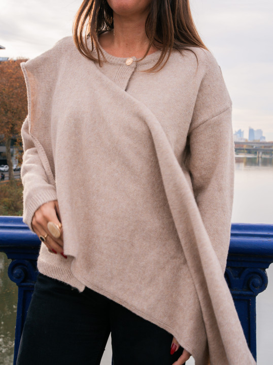 gilet echarpe beige