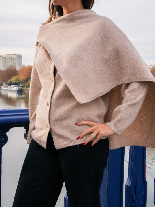 gilet echarpe beige