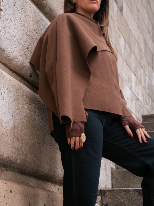 veste cape chocolat