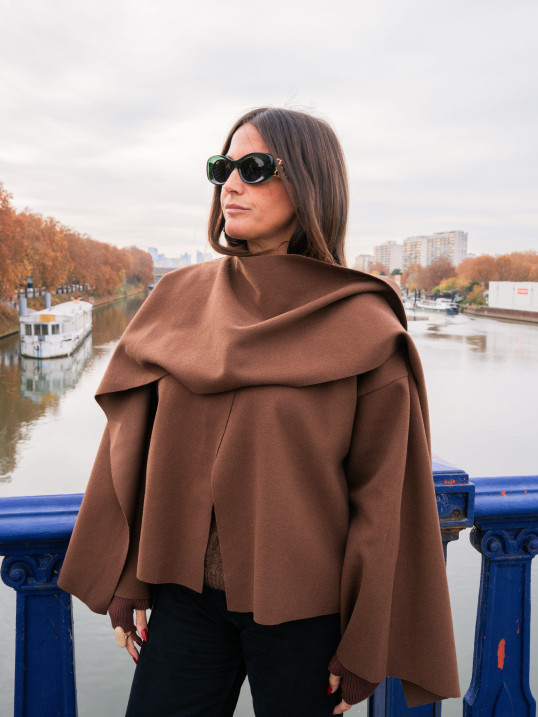 veste cape chocolat