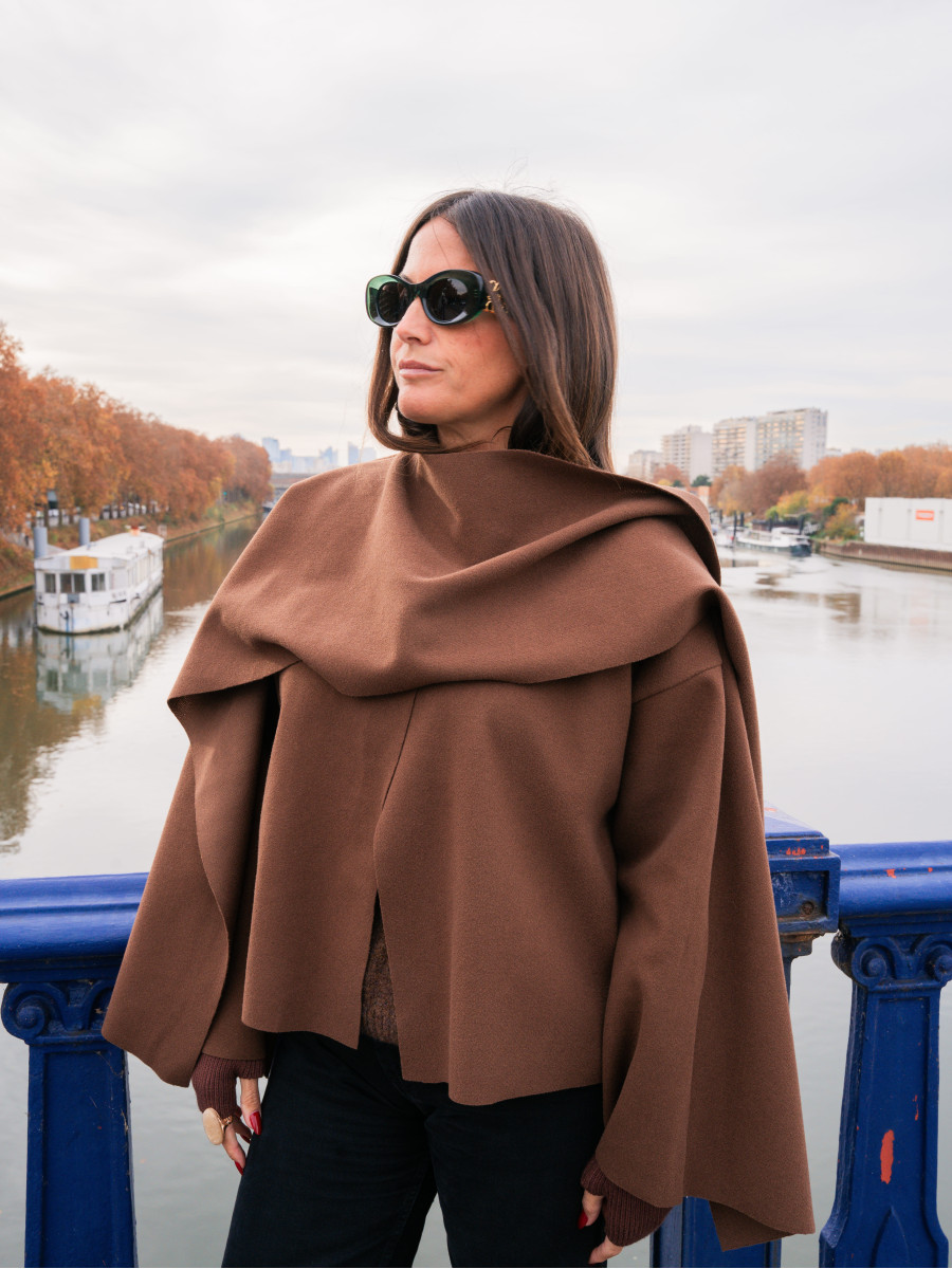veste cape chocolat