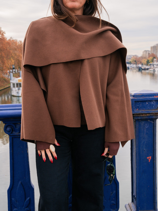 veste cape chocolat